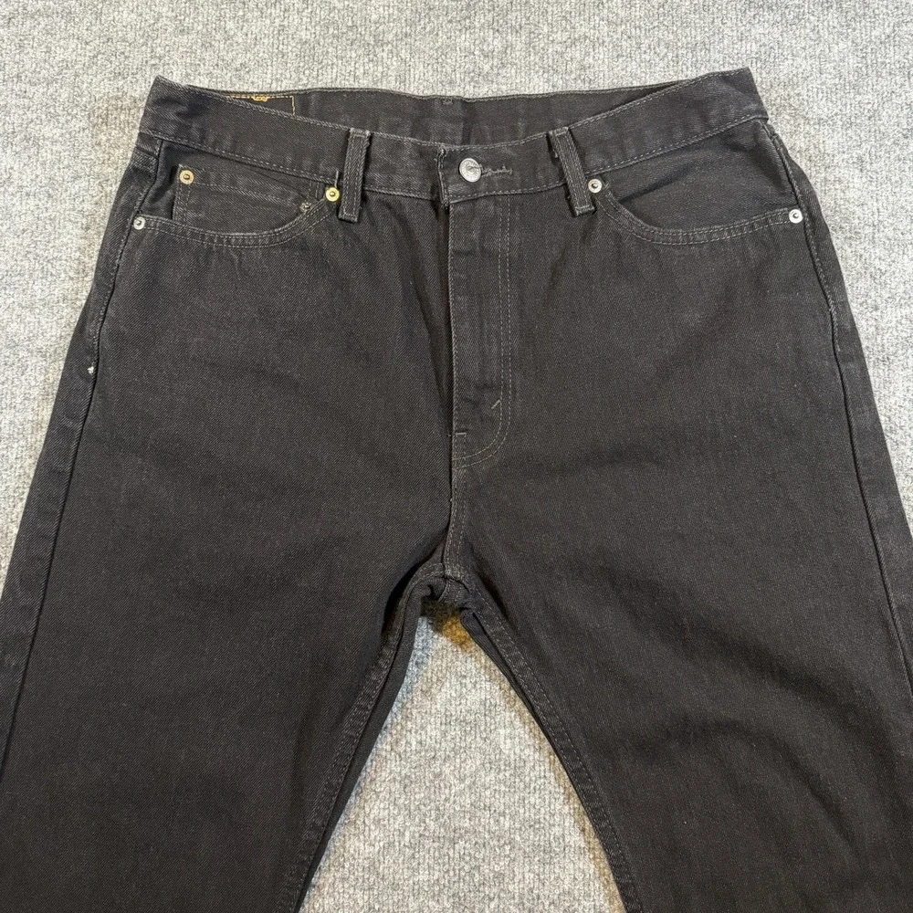 Levis 505 Straight Fit Black Denim Jeans Mens 36x30 Casual Pants 100% Cotton
